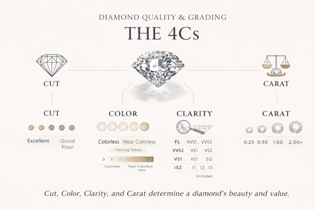 Brilliant cut diamond sparkle showing cut quality impact