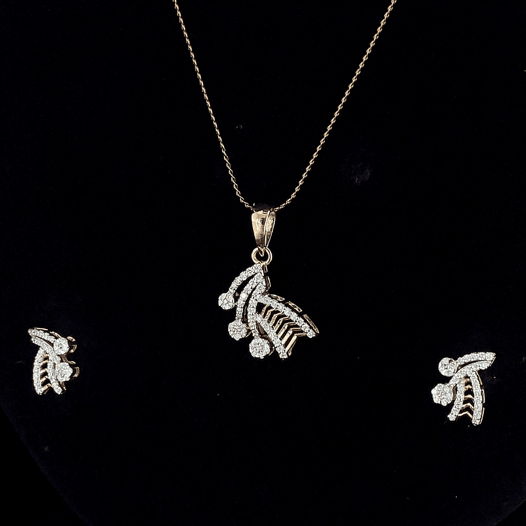 Aurelle Diamond Pendant&Earring Set