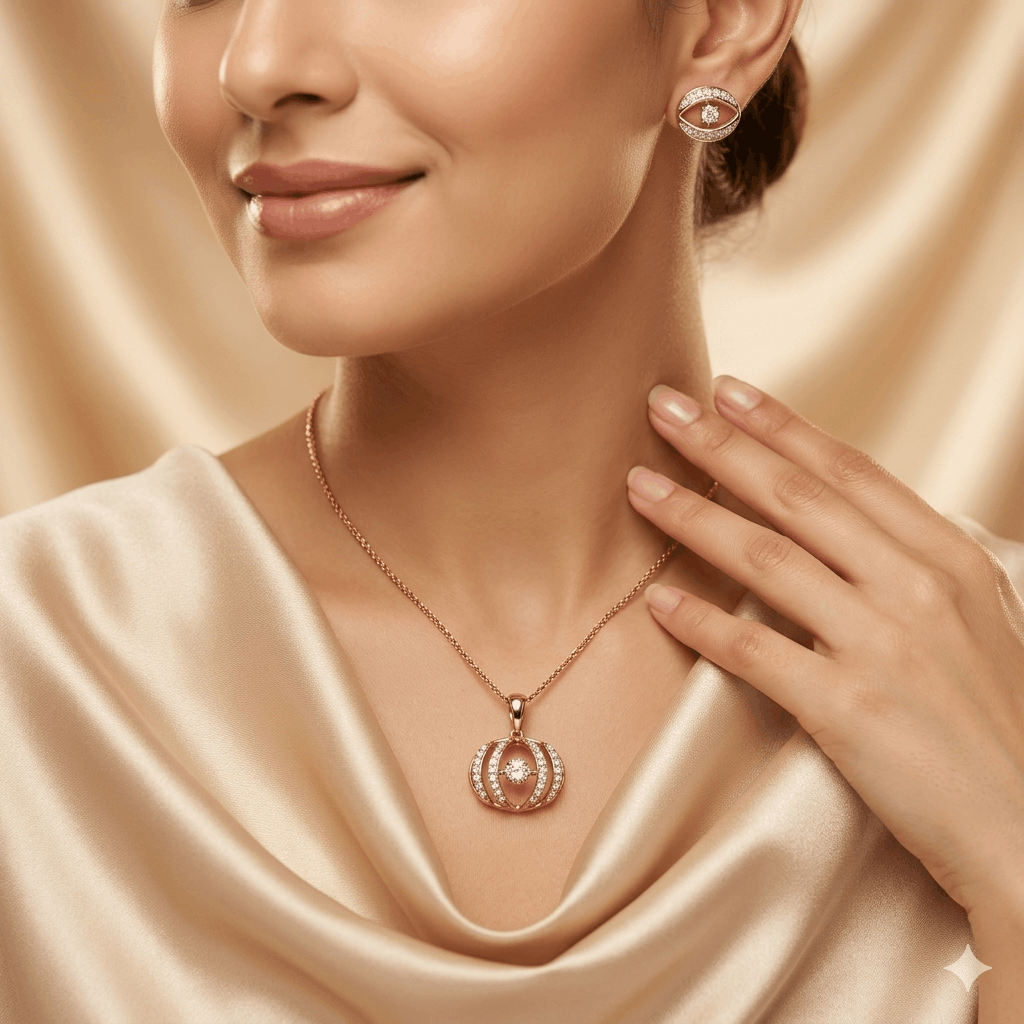 Aurex Eye Diamond Pendant & Earring Set