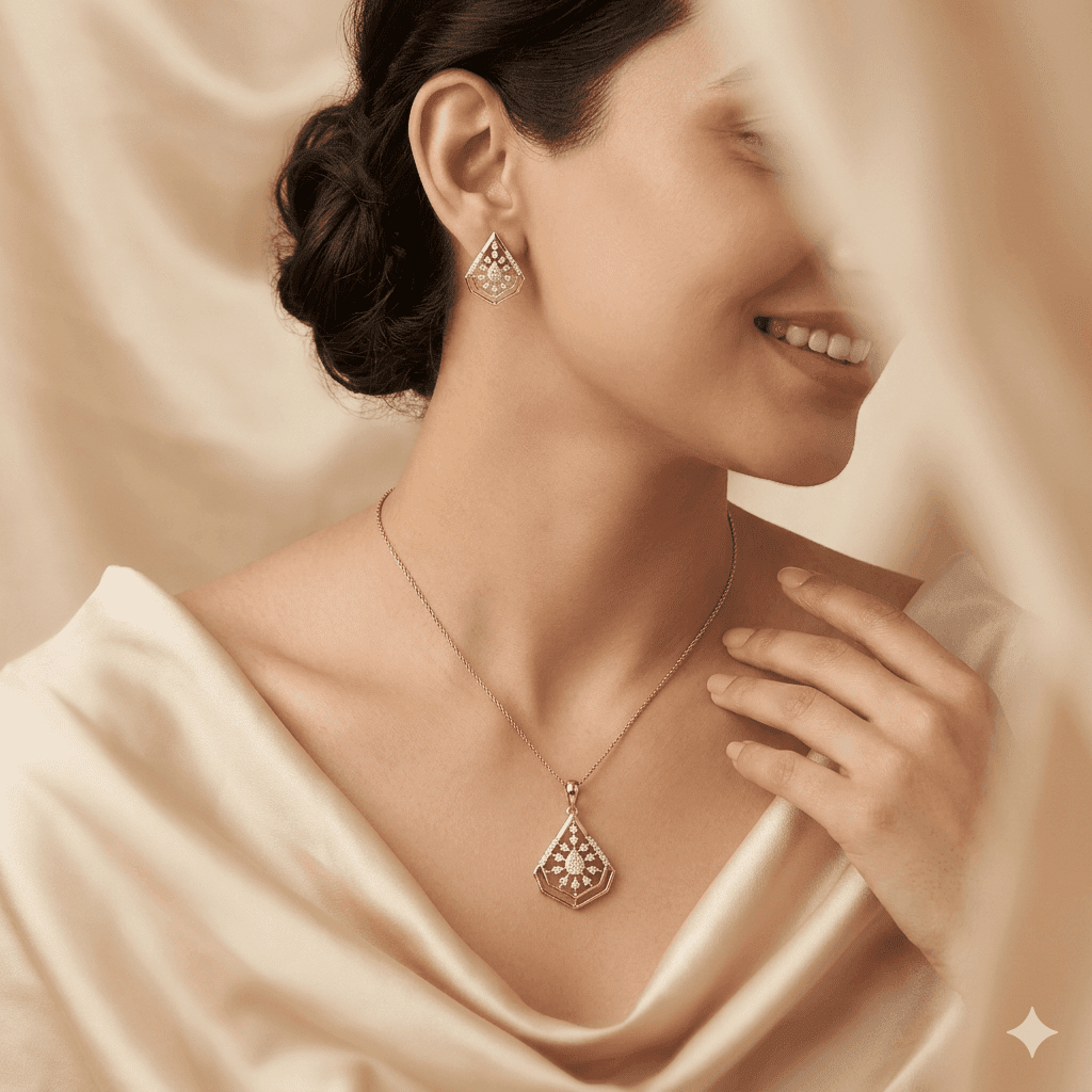 Elvarra Diamond Pendant & Earring Set)