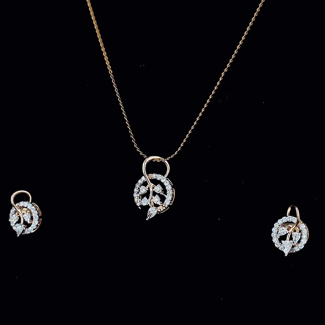 Lunaria Diamond Pendant & Earring Set