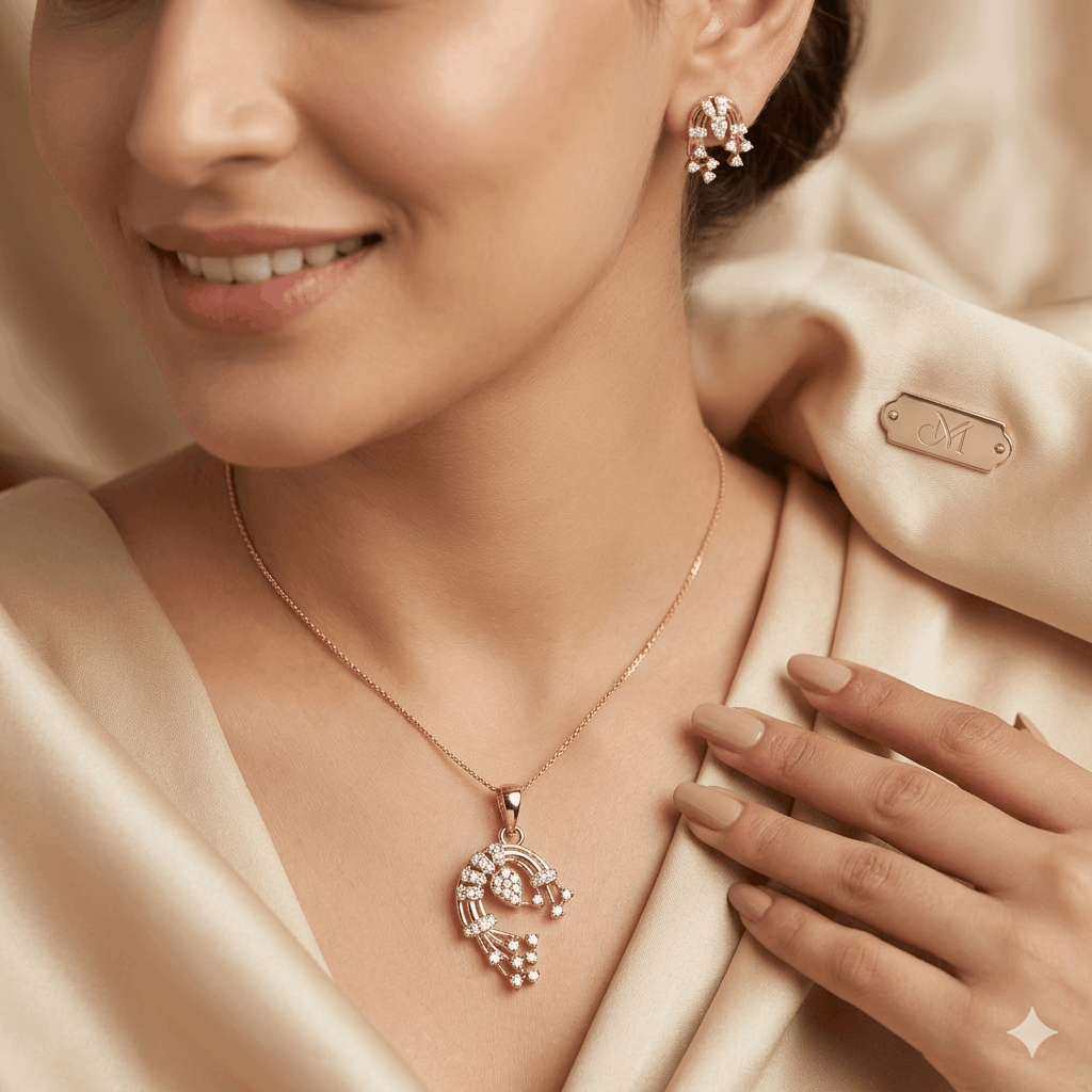 Lustra Diamond Pendant & Earrings Set