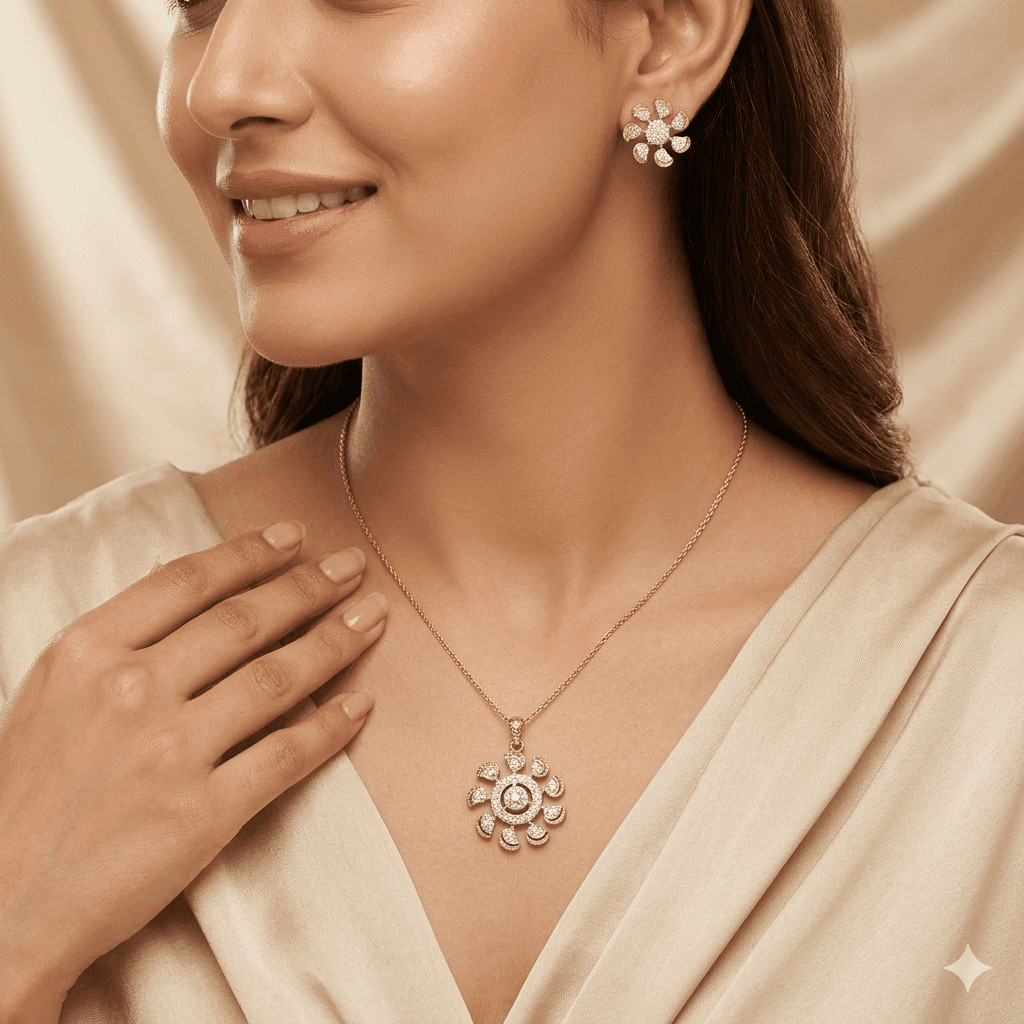 Solmira Diamond Pendant Set