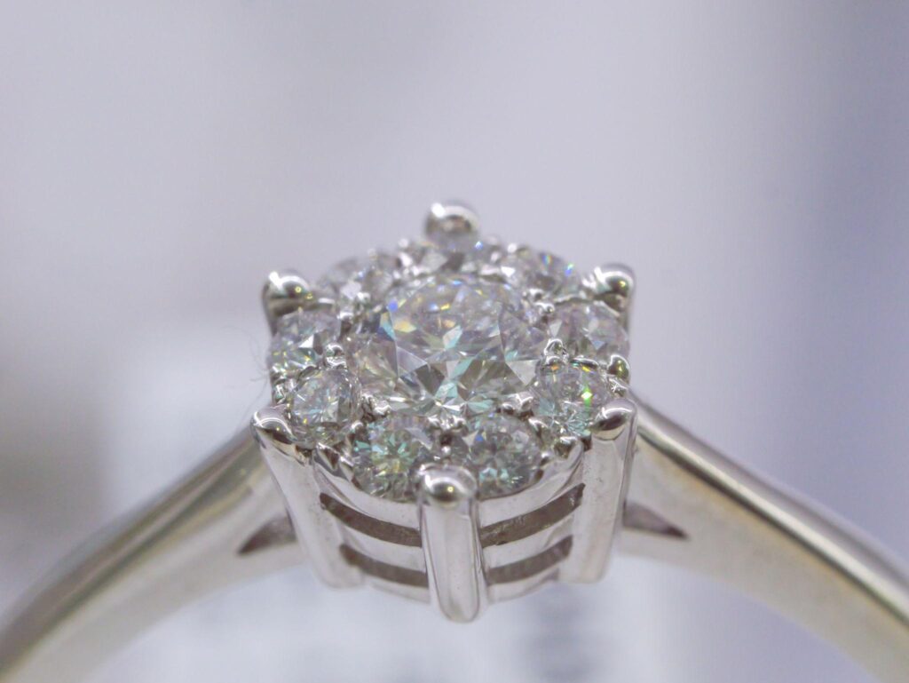 solitaire diamond engagement ring close up